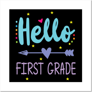 Heart Arrow Teacher Student Back To School Hello First Grade Posters and Art